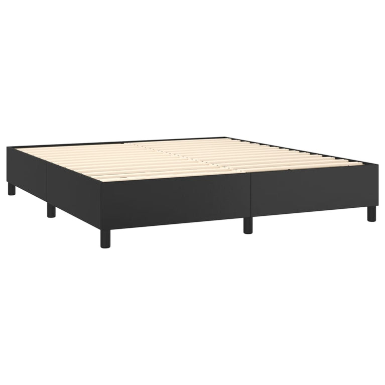 Boxspring met matras en LED kunstleer zwart 180x200 cm