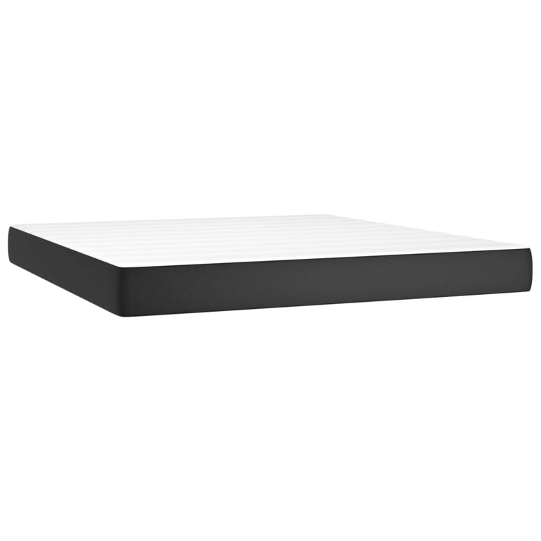 Boxspring met matras en LED kunstleer zwart 180x200 cm