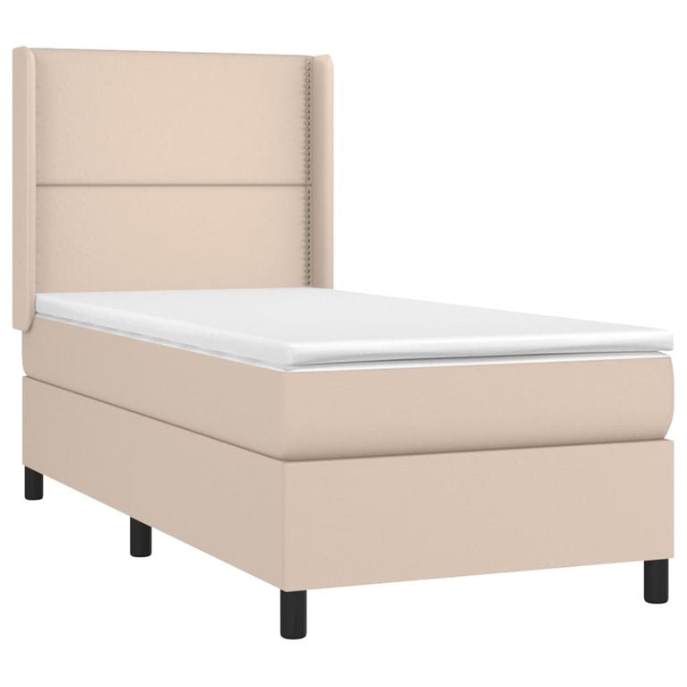 Boxspring met matras en LED kunstleer cappuccinokleur 90x190 cm