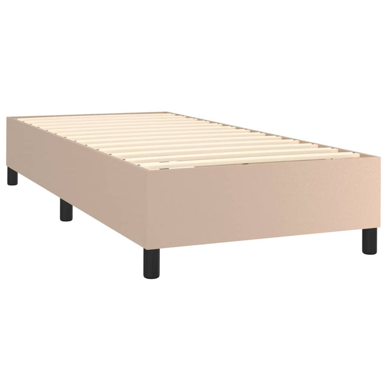 Boxspring met matras en LED kunstleer cappuccinokleur 90x190 cm