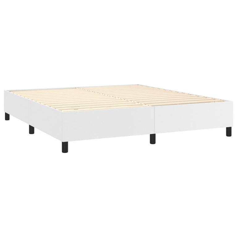 Boxspring met matras en LED kunstleer wit 180x200 cm