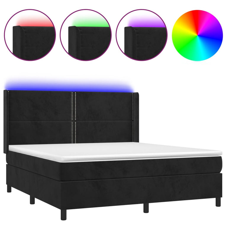 Boxspring met matras en LED fluweel zwart 180x200 cm