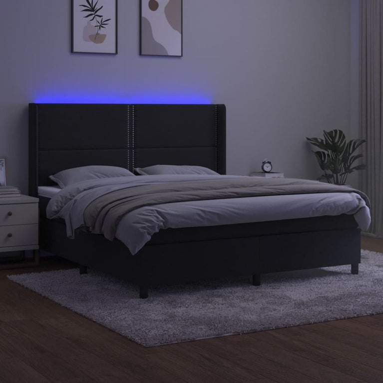 Boxspring met matras en LED fluweel zwart 180x200 cm