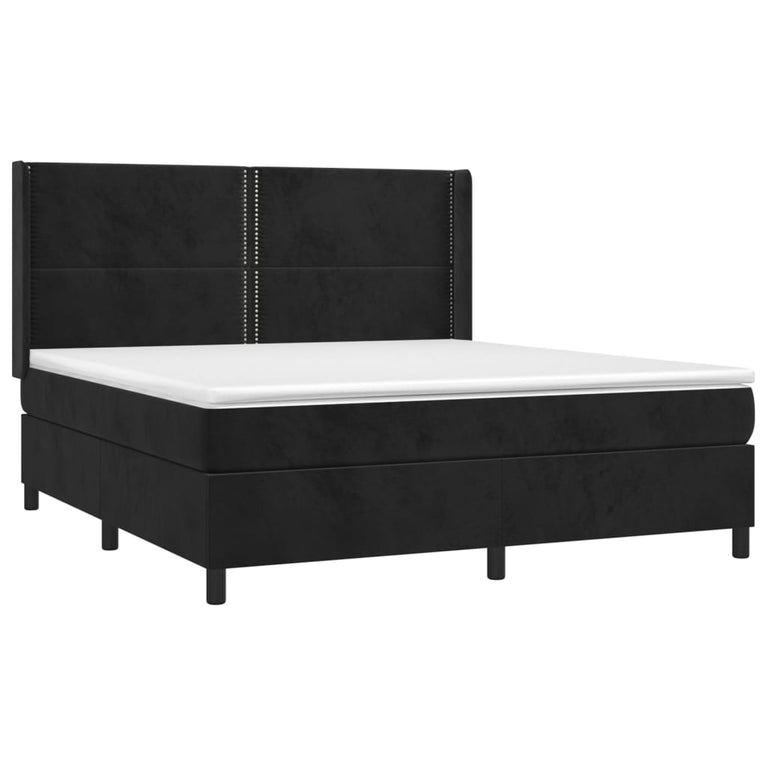 Boxspring met matras en LED fluweel zwart 180x200 cm