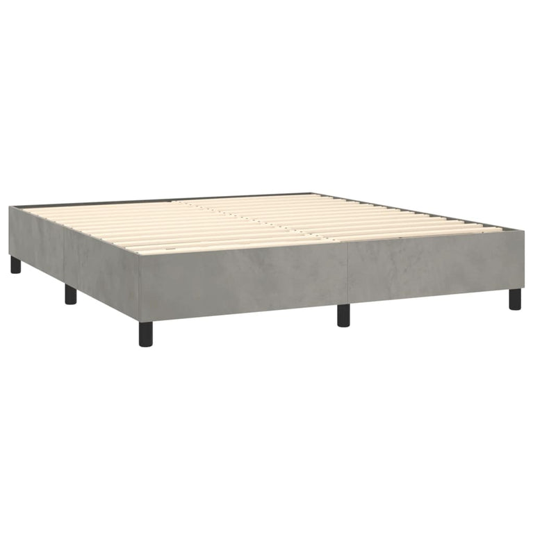 Boxspring met matras en LED fluweel lichtgrijs 180x200 cm