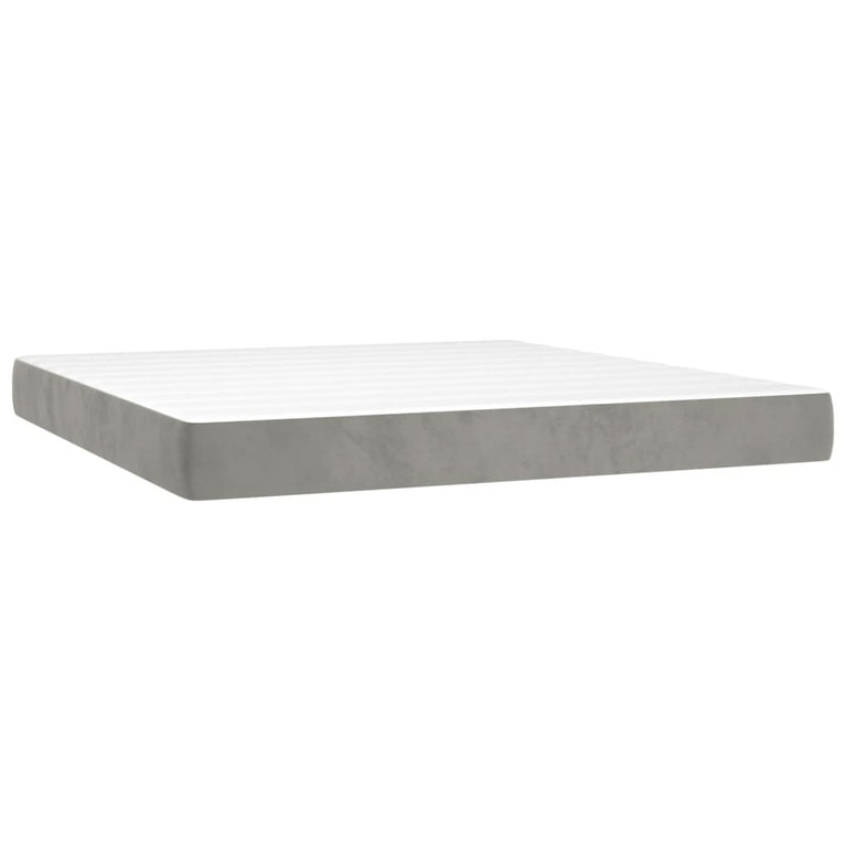 Boxspring met matras en LED fluweel lichtgrijs 180x200 cm