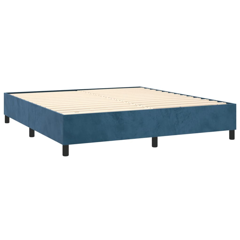 Boxspring met matras en LED fluweel donkerblauw 180x200 cm