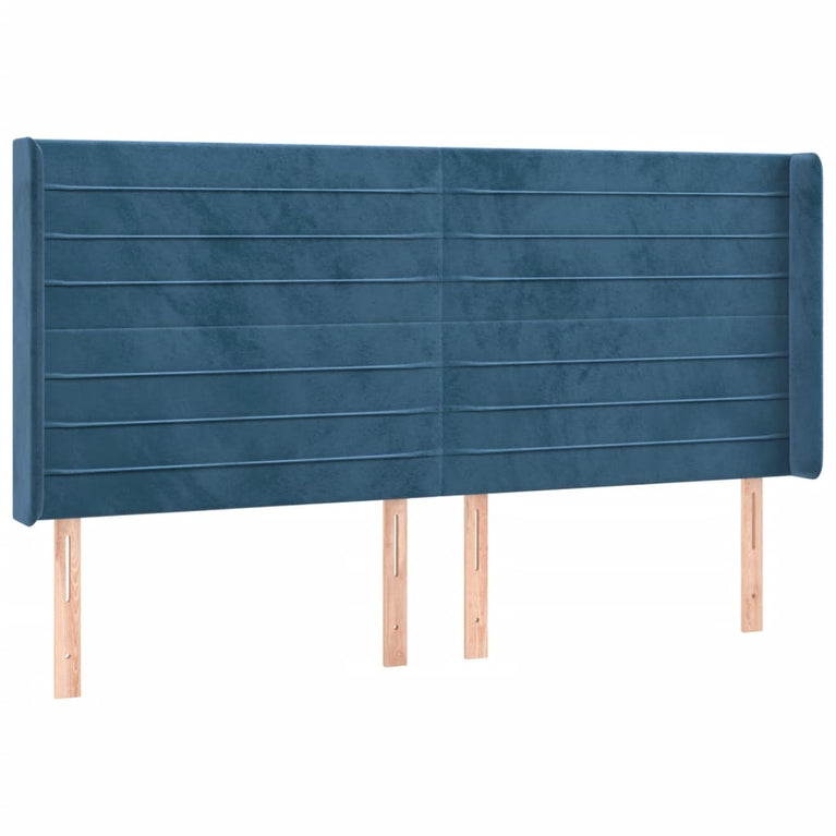 Boxspring met matras en LED fluweel donkerblauw 180x200 cm