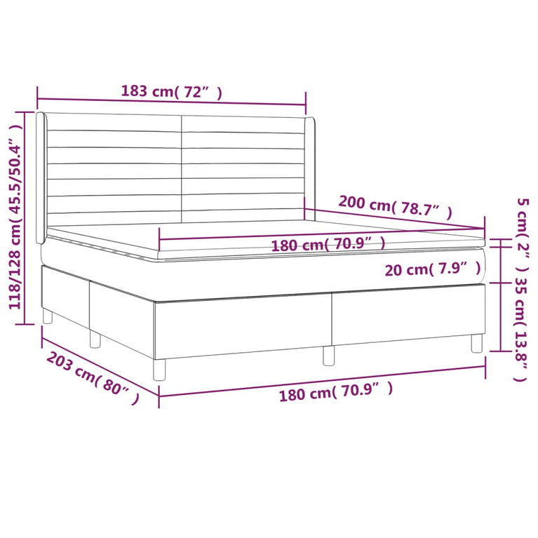 Boxspring met matras en LED fluweel donkerblauw 180x200 cm
