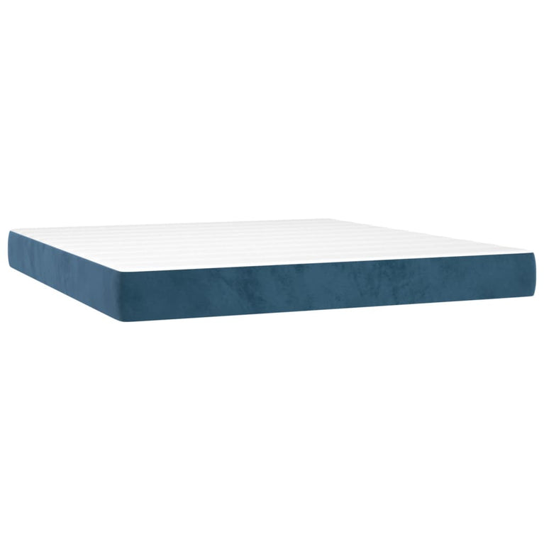 Boxspring met matras en LED fluweel donkerblauw 180x200 cm