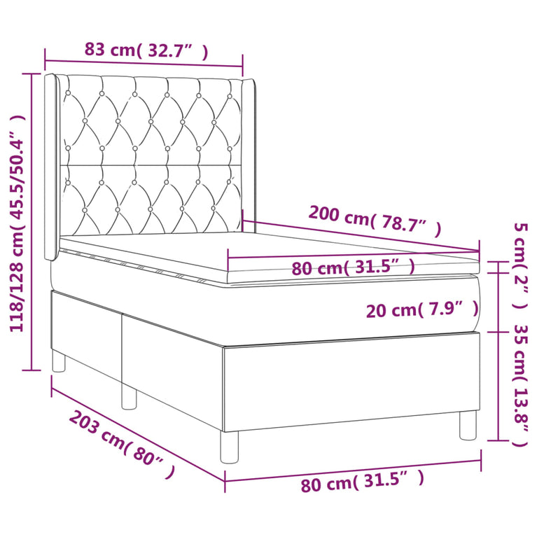 Boxspring met matras en LED fluweel zwart 80x200 cm