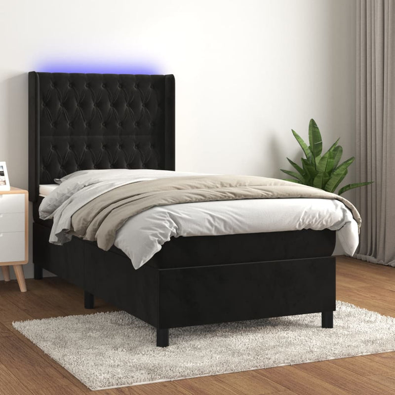 Boxspring met matras en LED fluweel zwart 80x200 cm