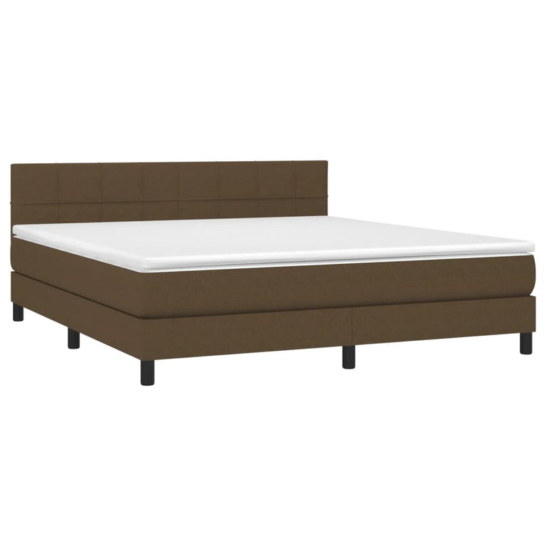 Boxspring met matras en LED stof donkerbruin 160x200 cm