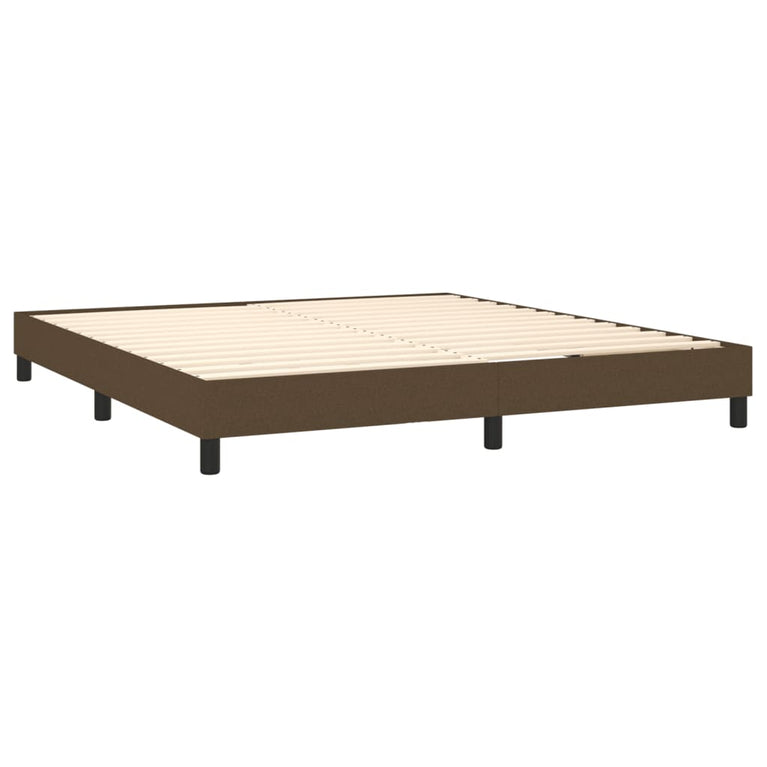 Boxspring met matras en LED stof donkerbruin 160x200 cm