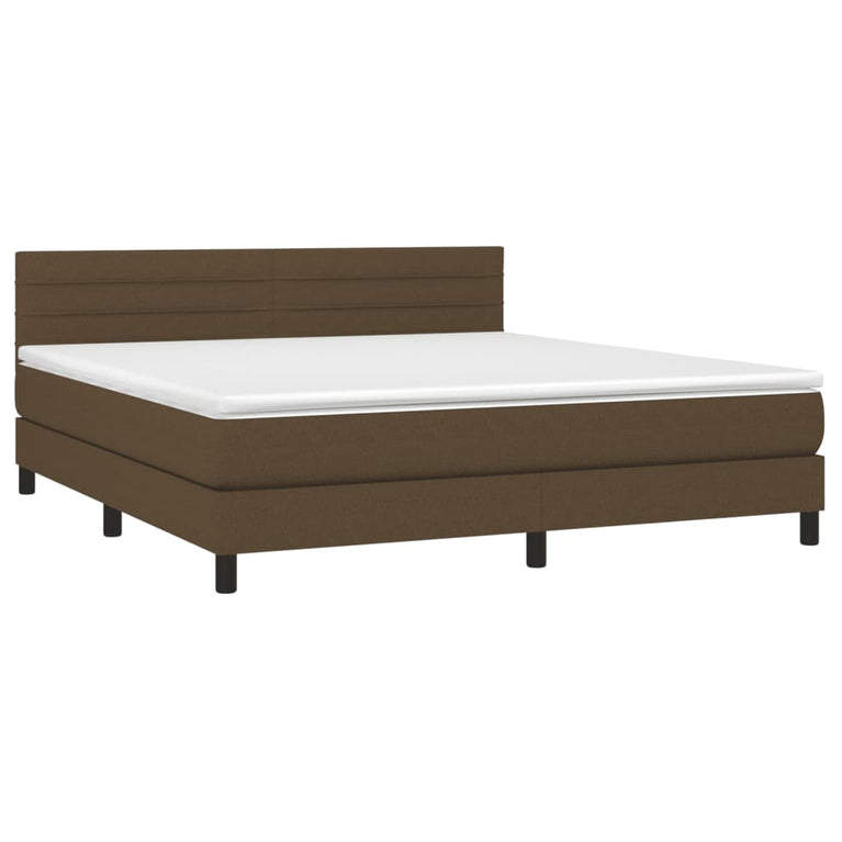 Boxspring met matras en LED stof donkerbruin 160x200 cm