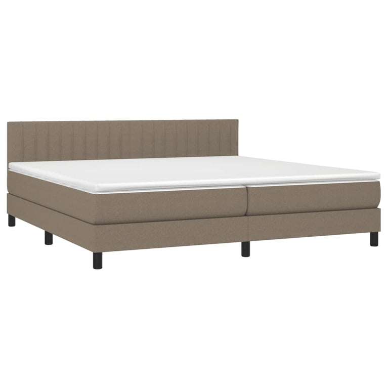 Boxspring met matras en LED stof taupe 200x200 cm