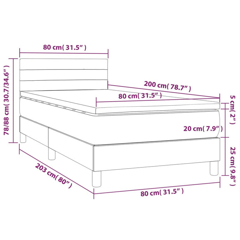 Boxspring met matras en LED stof blauw 80x200 cm