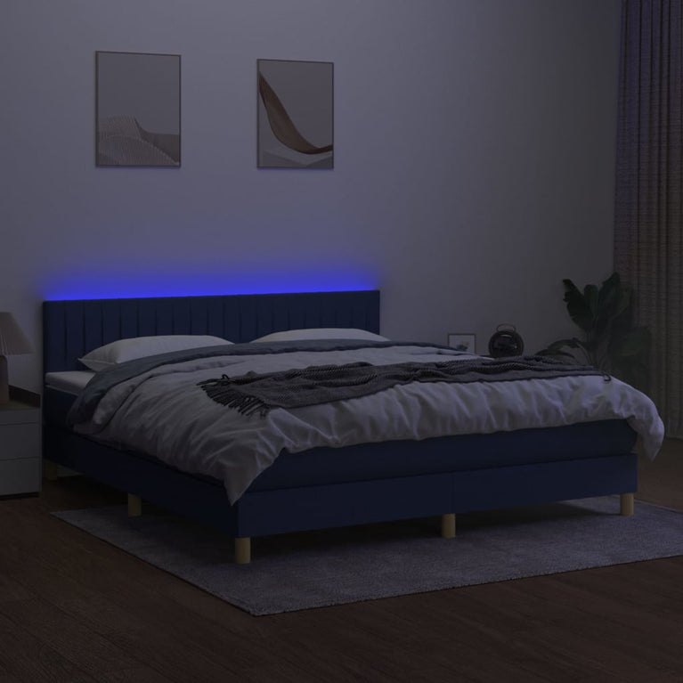Boxspring met matras en LED stof crèmekleurig 160x200 cm