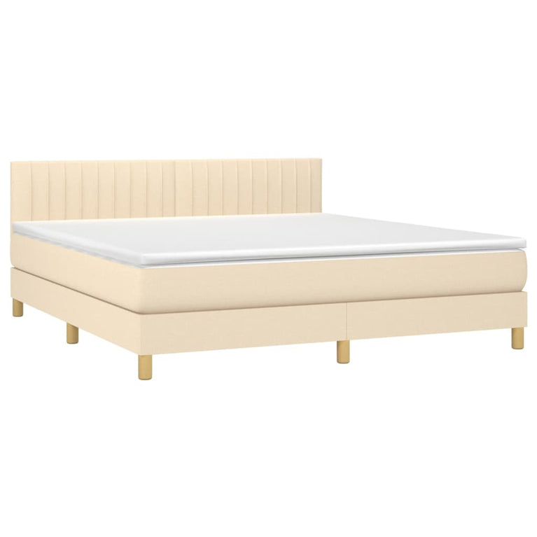 Boxspring met matras en LED stof crèmekleurig 160x200 cm