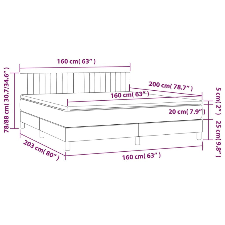 Boxspring met matras en LED stof crèmekleurig 160x200 cm