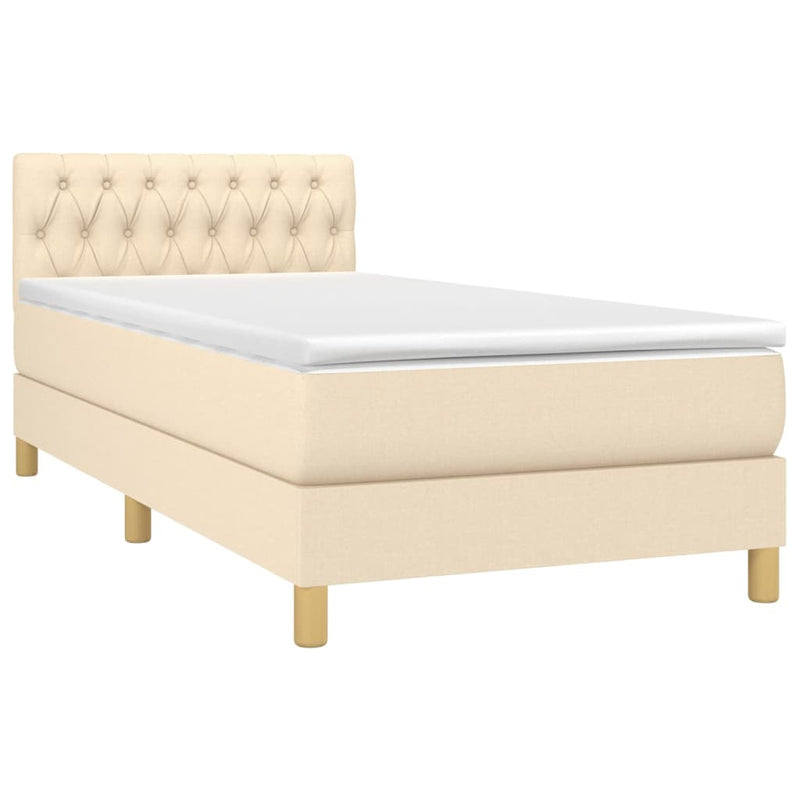 Boxspring met matras en LED stof crèmekleurig 80x200 cm