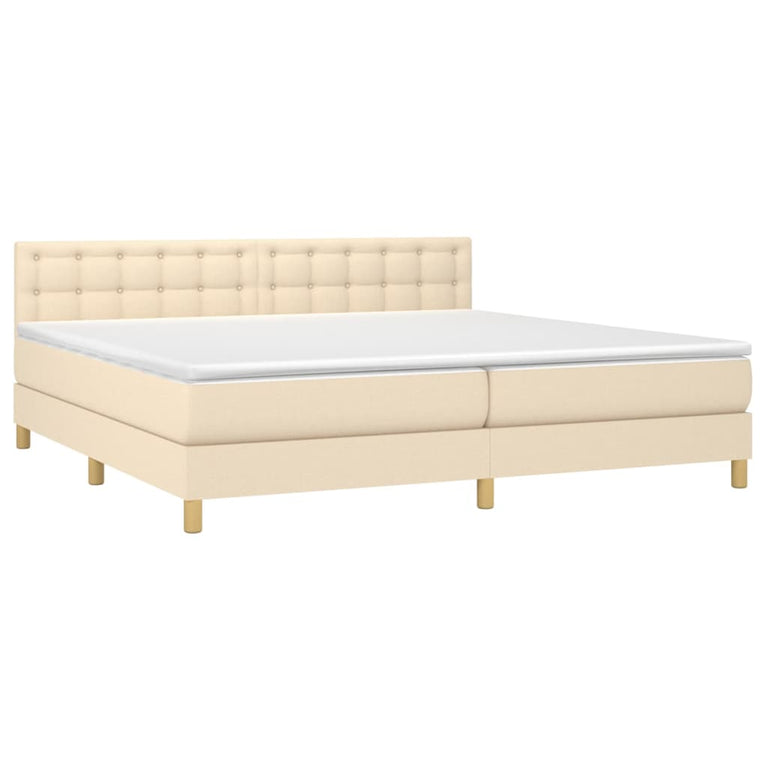 Boxspring met matras en LED stof crèmekleurig 200x200 cm