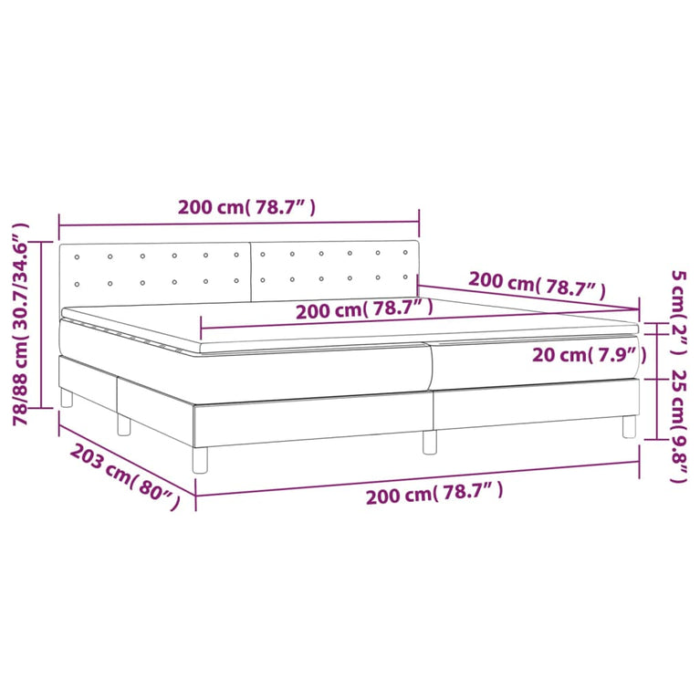 Boxspring met matras en LED stof crèmekleurig 200x200 cm
