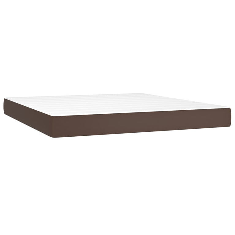 Boxspring met matras en LED kunstleer bruin 180x200 cm