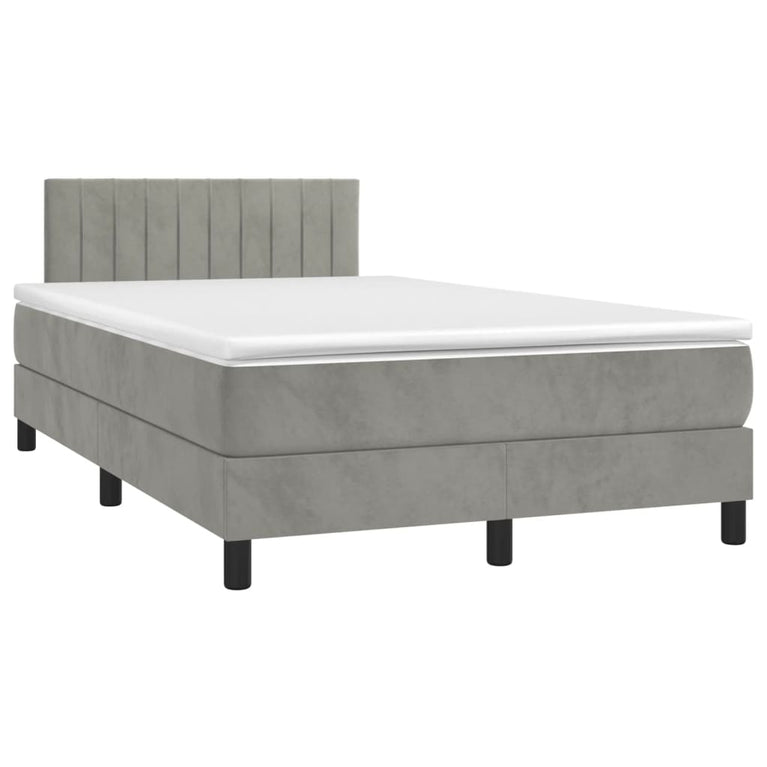 Boxspring met matras en LED fluweel lichtgrijs 120x200 cm
