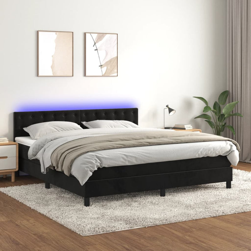 Boxspring met matras en LED fluweel zwart 160x200 cm
