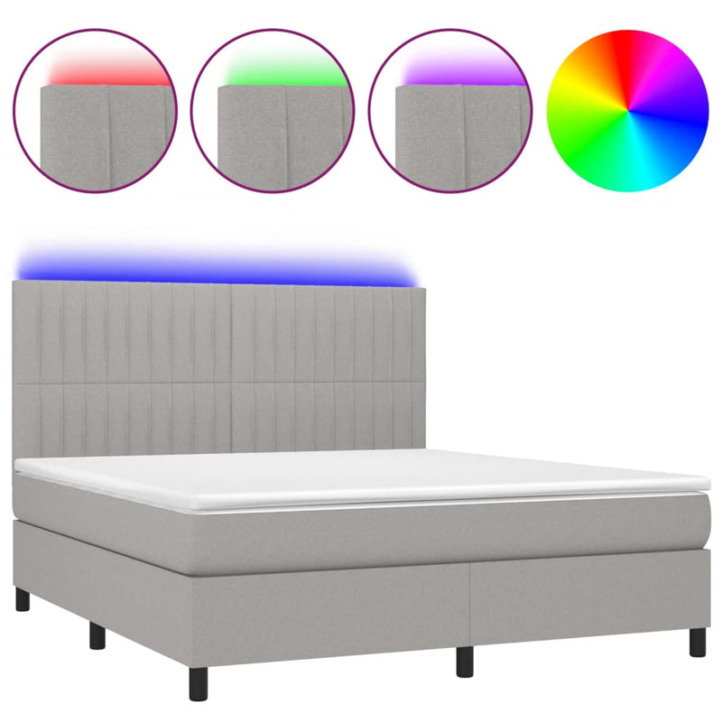 Boxspring met matras en LED stof lichtgrijs 160x200 cm