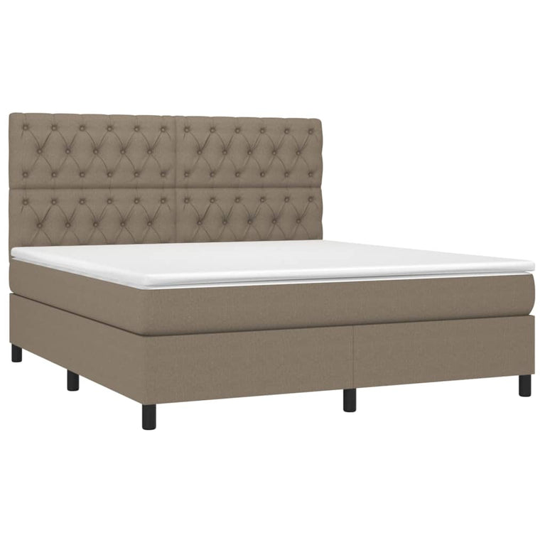 Boxspring met matras en LED stof taupe 160x200 cm