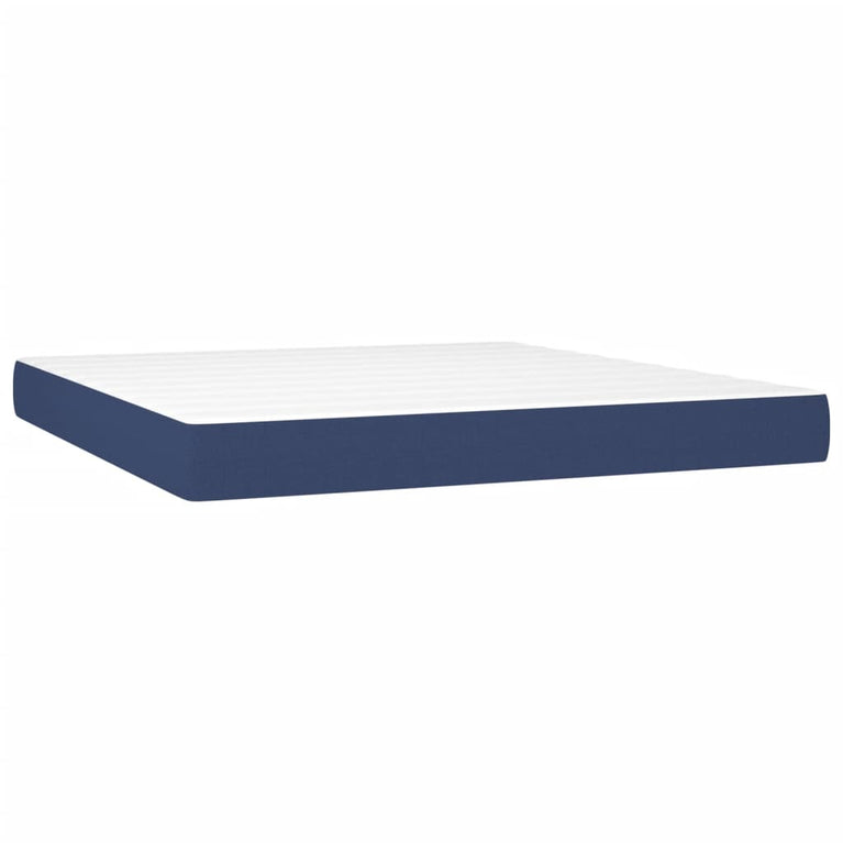 Boxspring met matras en LED stof blauw 180x200 cm