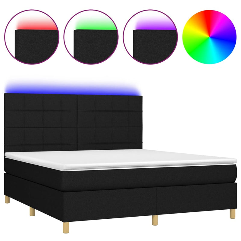 Boxspring met matras en LED stof zwart 160x200 cm