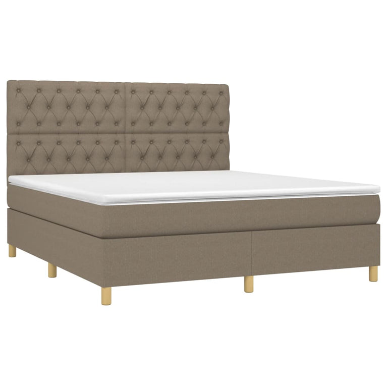Boxspring met matras en LED stof taupe 160x200 cm