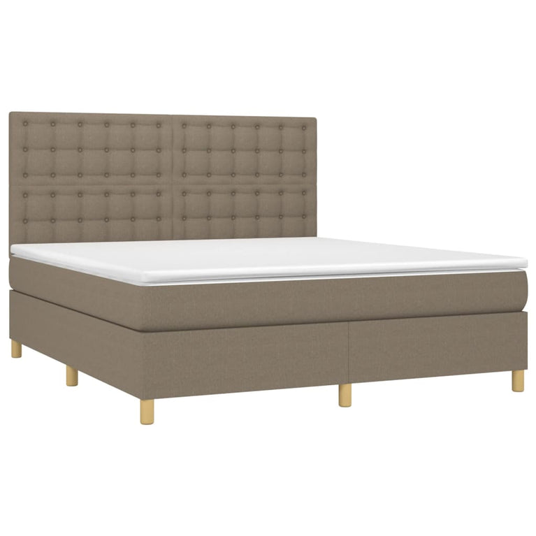Boxspring met matras en LED stof taupe 160x200 cm