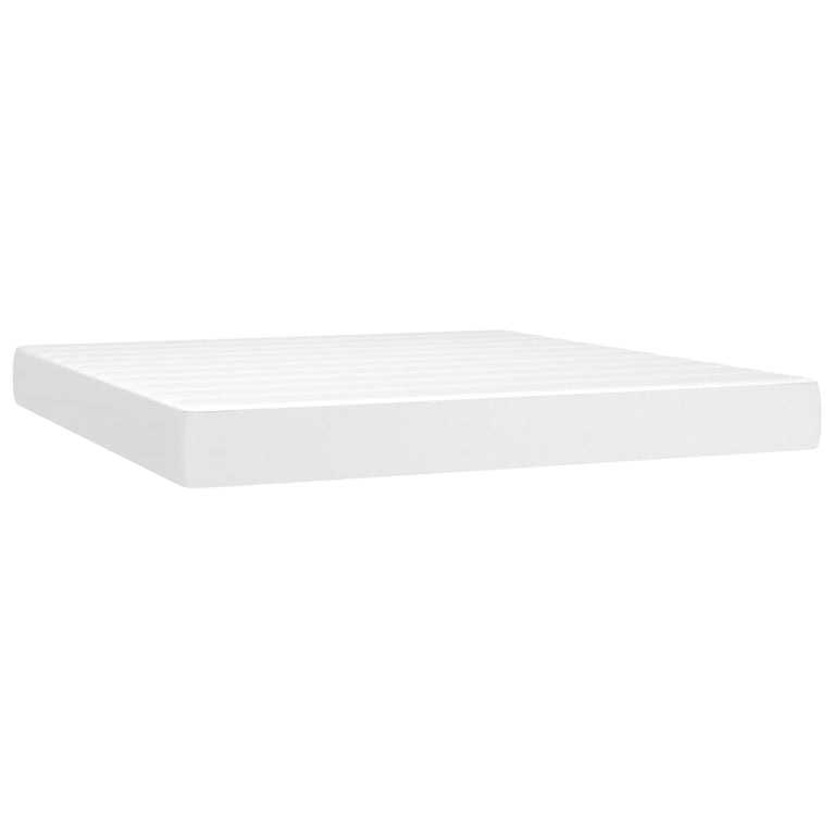 Boxspring met matras en LED kunstleer wit 180x200 cm