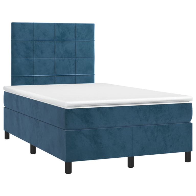 Boxspring met matras en LED fluweel donkerblauw 120x200 cm