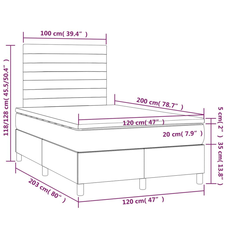Boxspring met matras en LED fluweel donkerblauw 120x200 cm