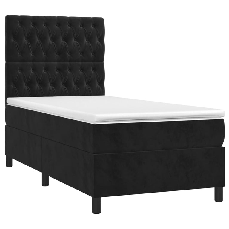 Boxspring met matras en LED fluweel zwart 80x200 cm