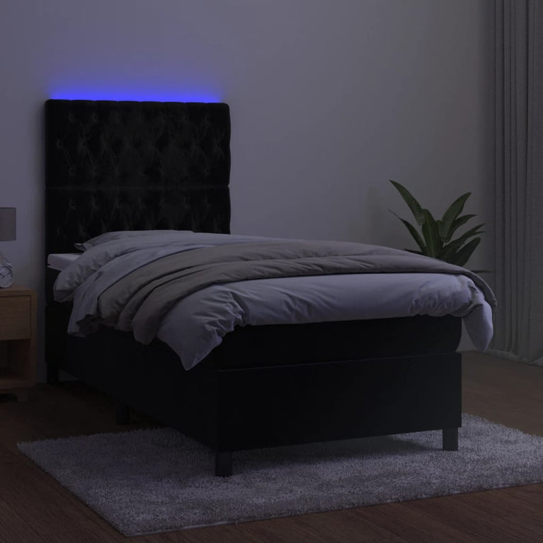 Boxspring met matras en LED fluweel zwart 80x200 cm