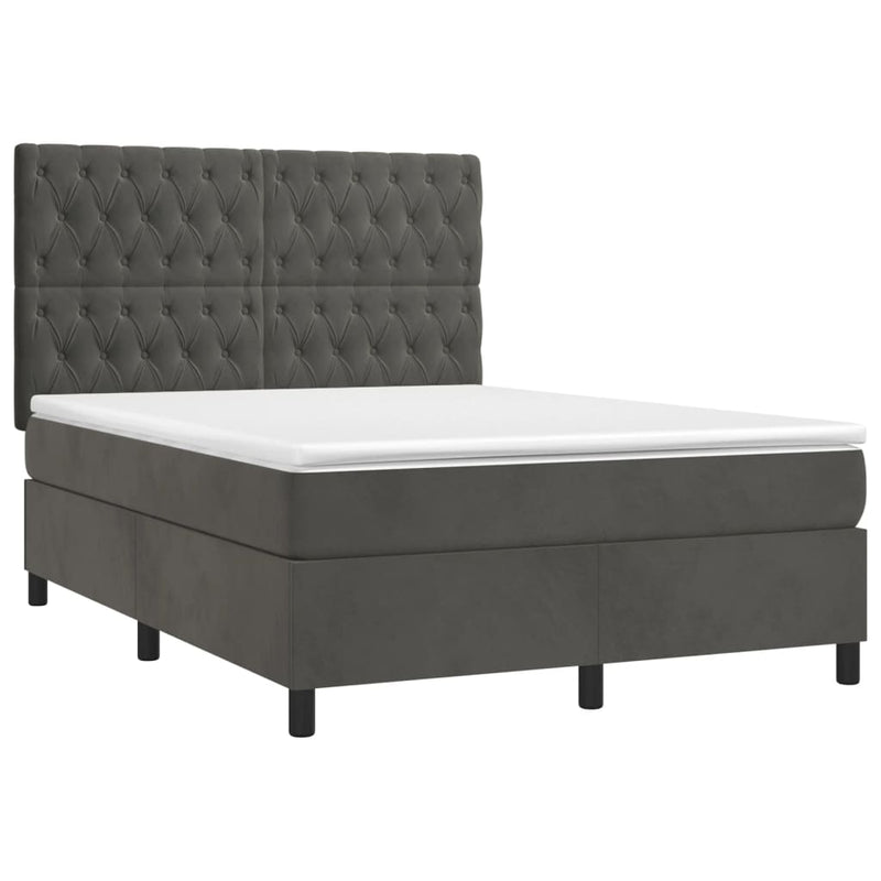 Boxspring met matras en LED fluweel donkergrijs 140x200 cm