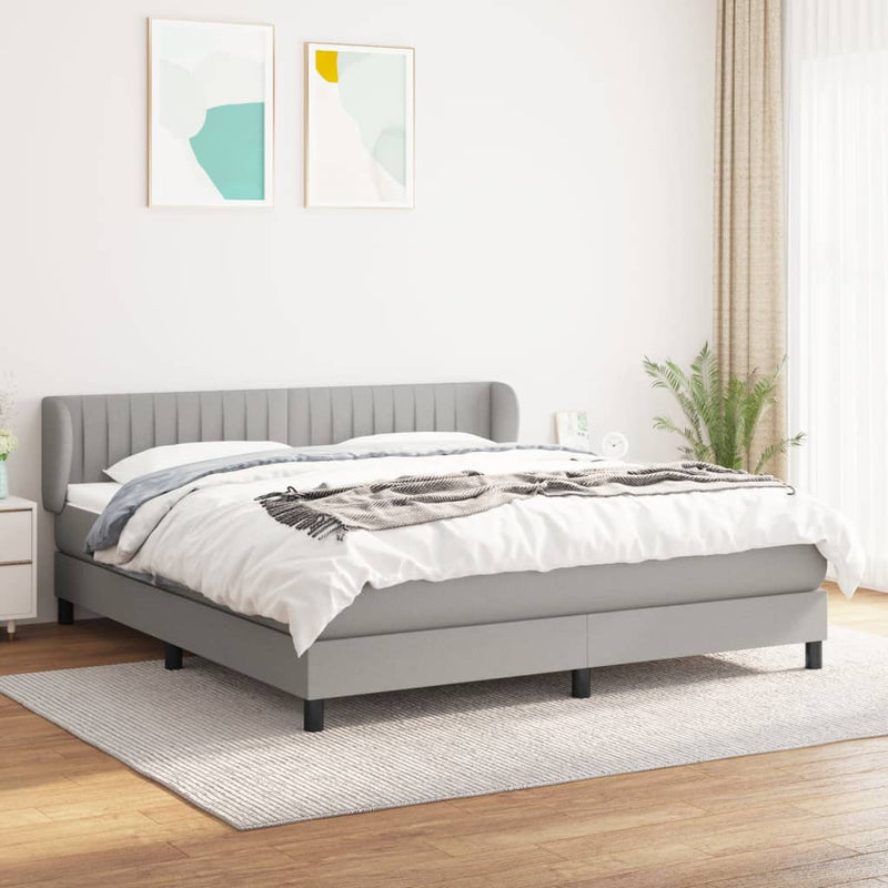 Boxspring met matras stof lichtgrijs 160x200 cm