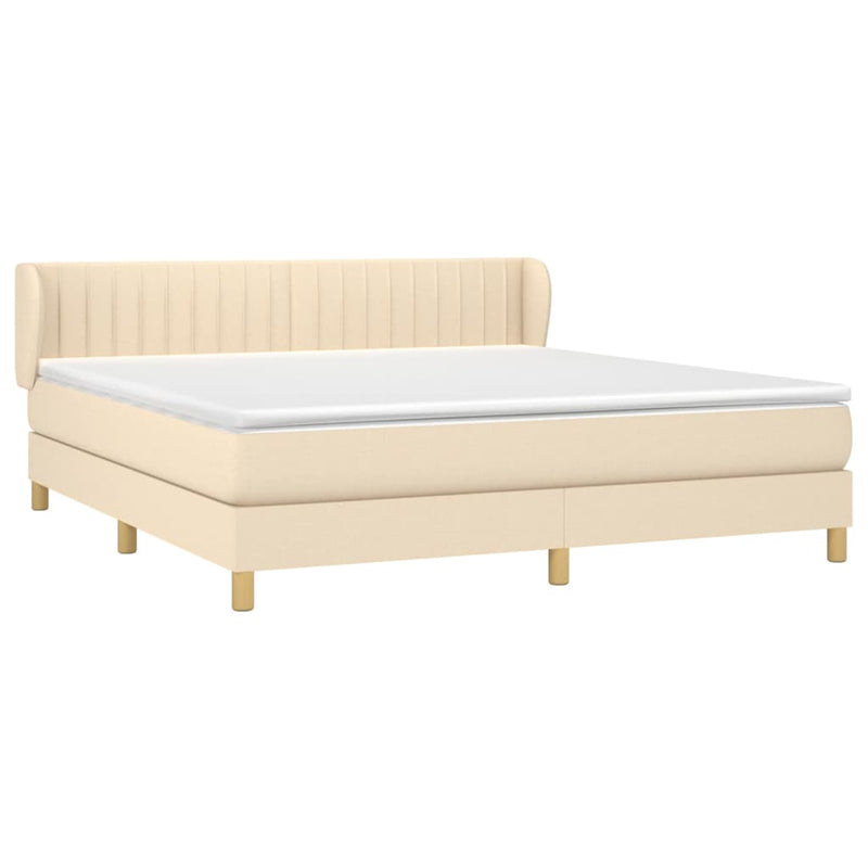 Boxspring met matras stof crèmekleurig 160x200 cm