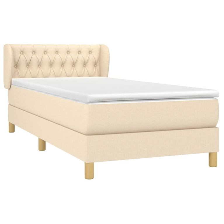 Boxspring met matras stof crèmekleurig 90x200 cm