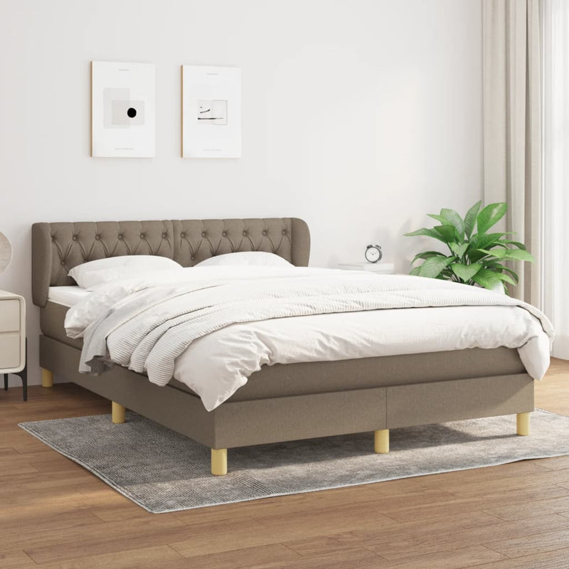 Boxspring met matras stof taupe 140x190 cm