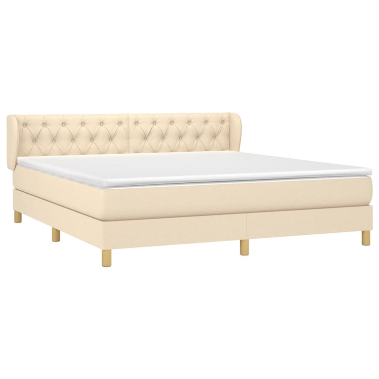 Boxspring met matras stof crèmekleurig 160x200 cm