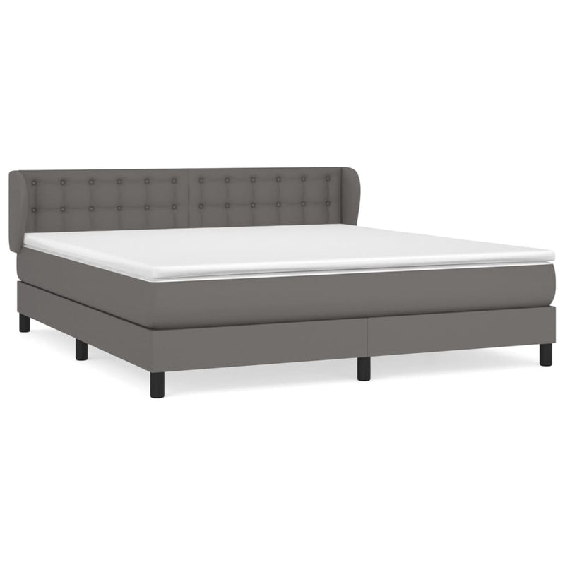 Boxspring met matras kunstleer grijs 160x200 cm