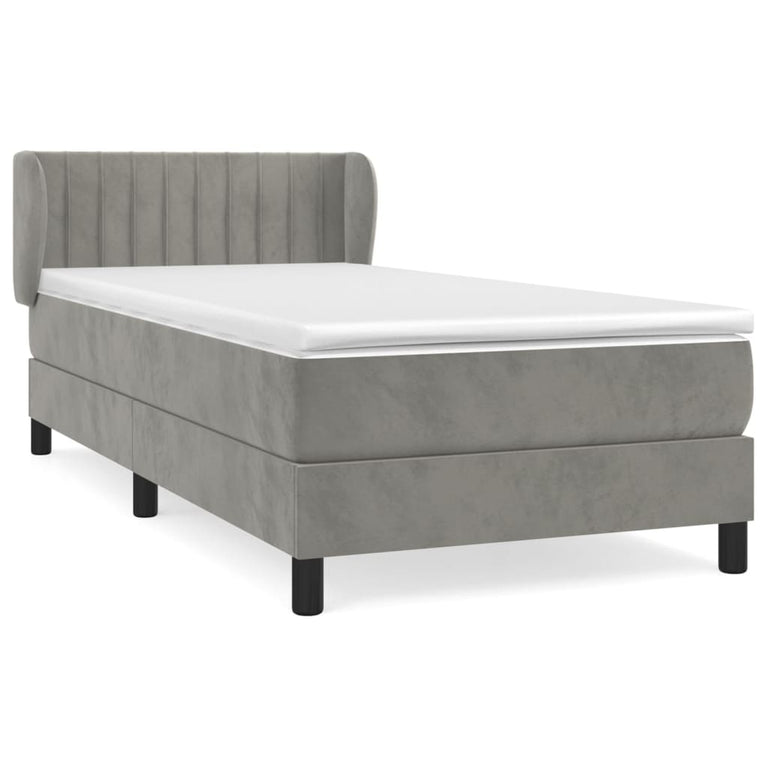 Boxspring met matras fluweel lichtgrijs 90x200 cm