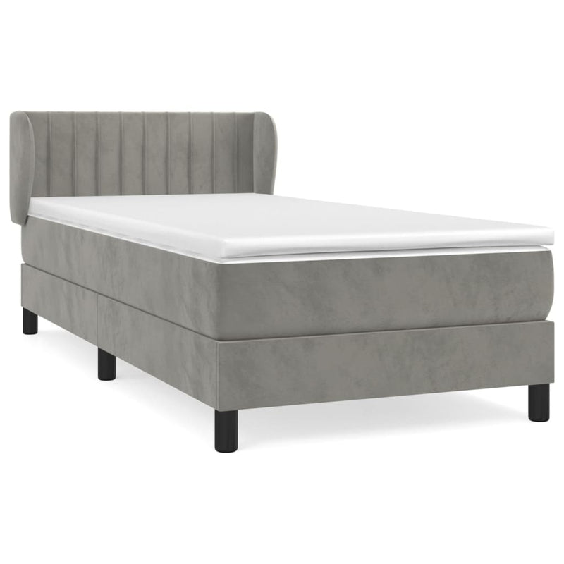Boxspring met matras fluweel lichtgrijs 90x200 cm